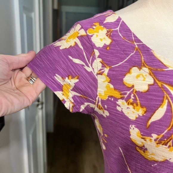 CHAPS lavender maxi with yellow floral pattern and lace up neckline dress - Picture 14 of 14
